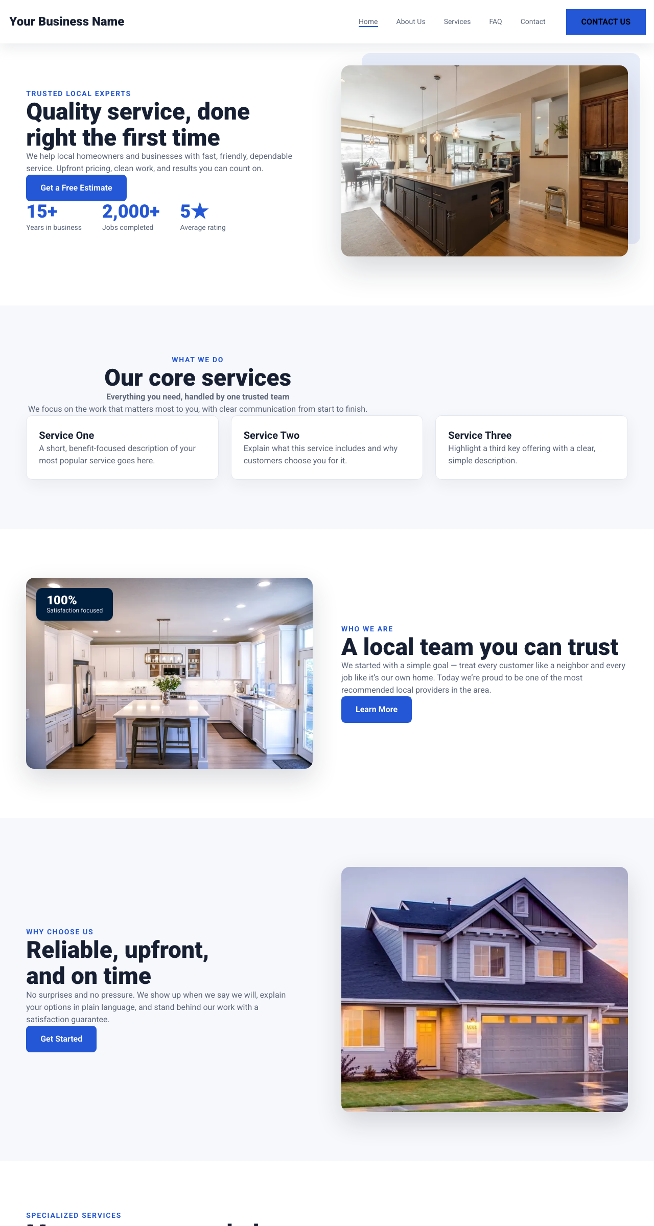 Example of an AFO QuickSites website