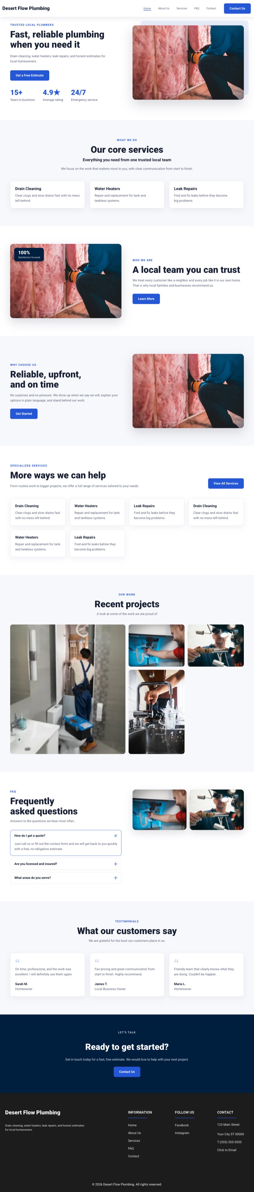 Plumber website example